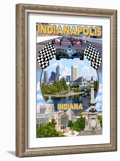 Indianapolis, Indiana - Montage Scenes-Lantern Press-Framed Art Print