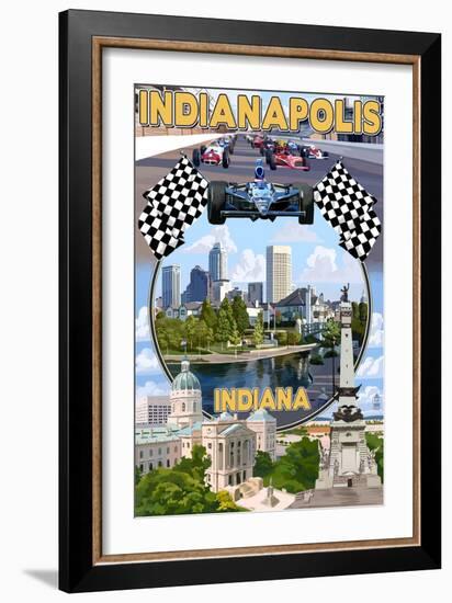 Indianapolis, Indiana - Montage Scenes-Lantern Press-Framed Art Print