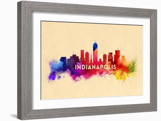 Indianapolis, Indiana - Skyline Abstract-Lantern Press-Framed Art Print