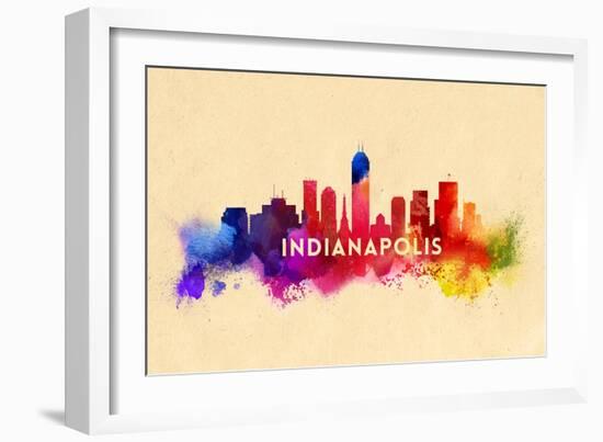 Indianapolis, Indiana - Skyline Abstract-Lantern Press-Framed Art Print