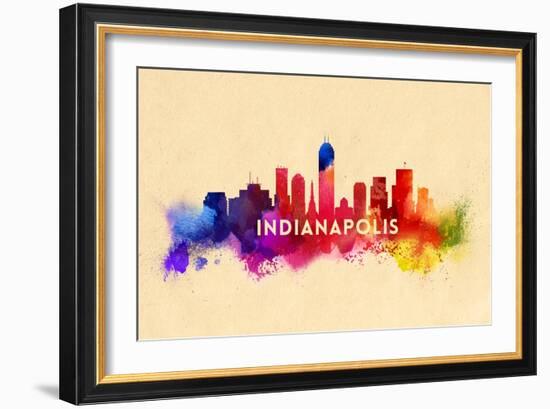 Indianapolis, Indiana - Skyline Abstract-Lantern Press-Framed Art Print