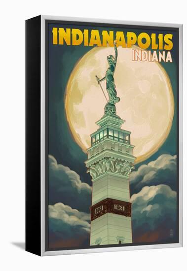 Indianapolis, Indiana - Soldiers' and Sailors' Monument and Moon-Lantern Press-Framed Stretched Canvas