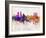 Indianapolis Skyline in Watercolor Background-paulrommer-Framed Art Print