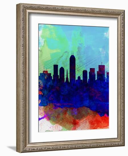 Indianapolis Watercolor Skyline-NaxArt-Framed Art Print