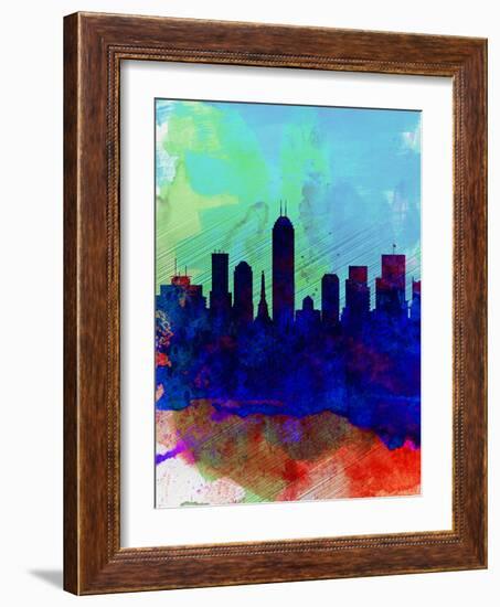 Indianapolis Watercolor Skyline-NaxArt-Framed Art Print