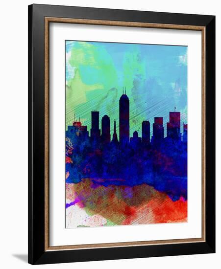 Indianapolis Watercolor Skyline-NaxArt-Framed Art Print