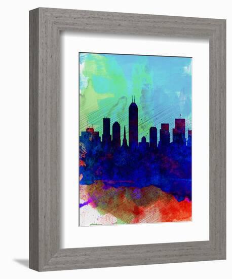 Indianapolis Watercolor Skyline-NaxArt-Framed Art Print