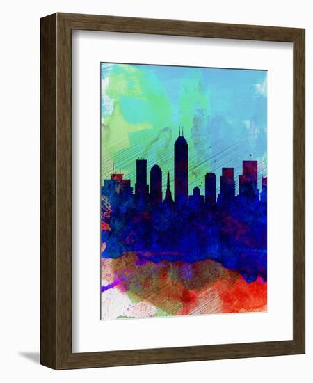 Indianapolis Watercolor Skyline-NaxArt-Framed Art Print