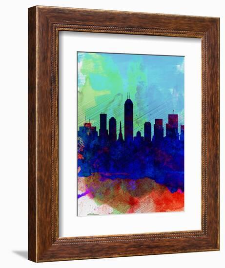 Indianapolis Watercolor Skyline-NaxArt-Framed Art Print