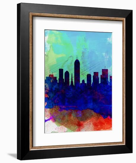 Indianapolis Watercolor Skyline-NaxArt-Framed Art Print