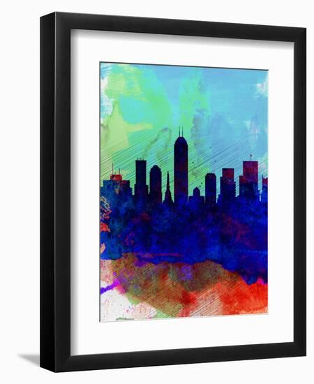 Indianapolis Watercolor Skyline-NaxArt-Framed Art Print