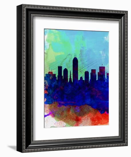 Indianapolis Watercolor Skyline-NaxArt-Framed Art Print