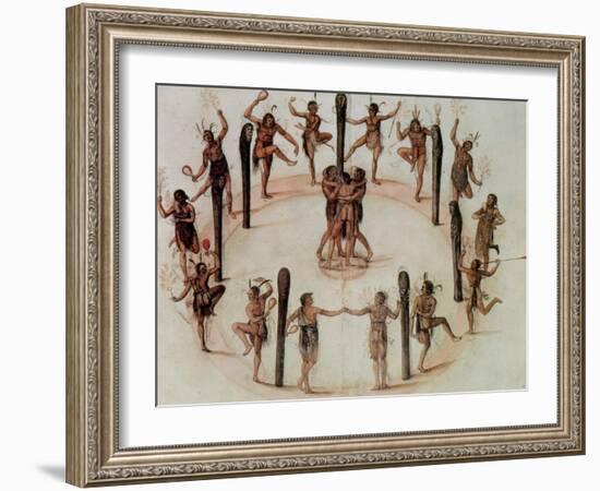 Indians Dancing-John White-Framed Giclee Print