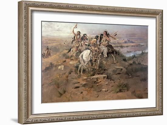 Indians Discovering Lewis and Clark, 1896-Charles Marion Russell-Framed Giclee Print
