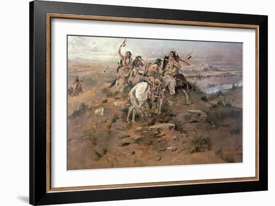 Indians Discovering Lewis and Clark, 1896-Charles Marion Russell-Framed Giclee Print