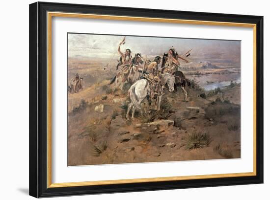 Indians Discovering Lewis and Clark, 1896-Charles Marion Russell-Framed Giclee Print