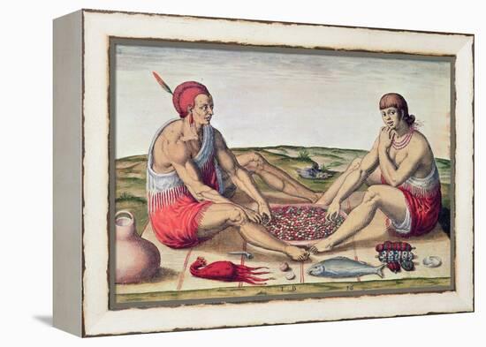 Indians Eating a Meal, engraved by Theodore de Bry-John White-Framed Premier Image Canvas