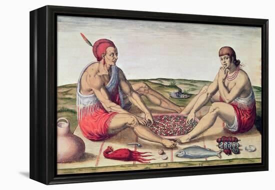 Indians Eating a Meal, engraved by Theodore de Bry-John White-Framed Premier Image Canvas