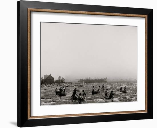 Indians Fishing in the Rapids, Sault Ste. Marie, Mich.-null-Framed Photo