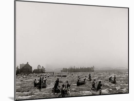 Indians Fishing in the Rapids, Sault Ste. Marie, Mich.-null-Mounted Photo