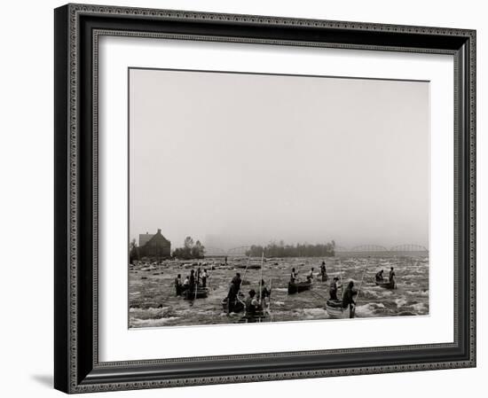 Indians Fishing in the Rapids, Sault Ste. Marie, Mich.-null-Framed Photo
