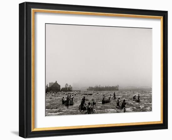 Indians Fishing in the Rapids, Sault Ste. Marie, Mich.-null-Framed Photo