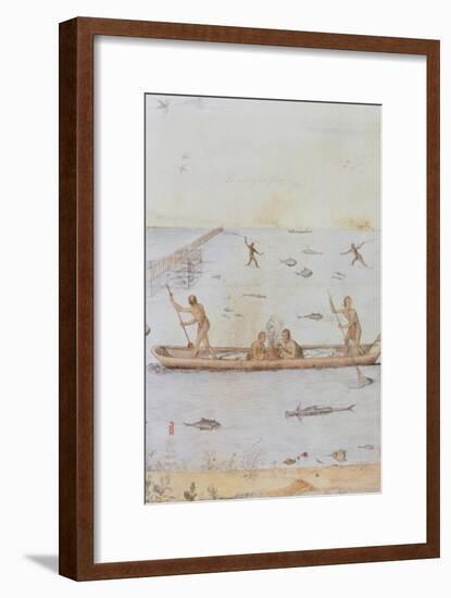 Indians Fishing-John White-Framed Giclee Print