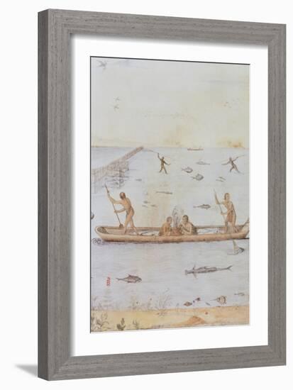 Indians Fishing-John White-Framed Giclee Print