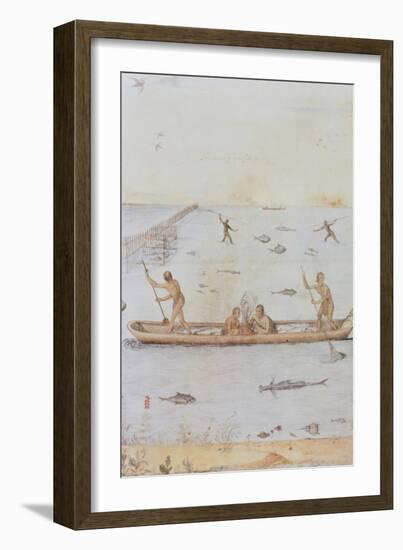 Indians Fishing-John White-Framed Giclee Print