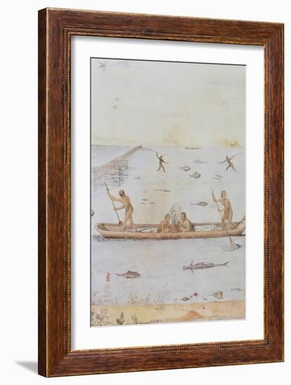 Indians Fishing-John White-Framed Giclee Print