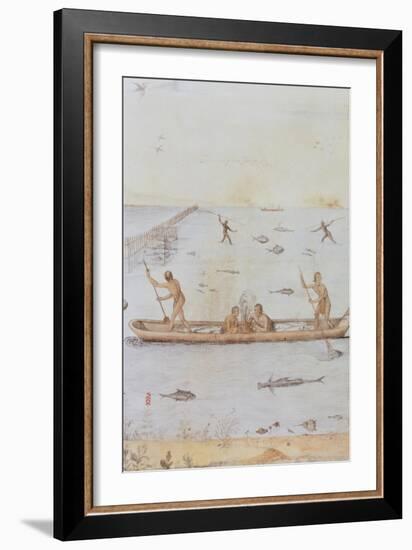 Indians Fishing-John White-Framed Giclee Print