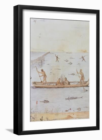 Indians Fishing-John White-Framed Giclee Print