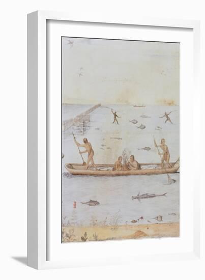 Indians Fishing-John White-Framed Giclee Print