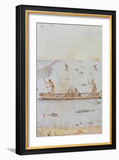 Indians Fishing-John White-Framed Giclee Print