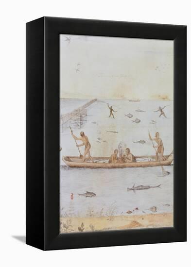 Indians Fishing-John White-Framed Premier Image Canvas