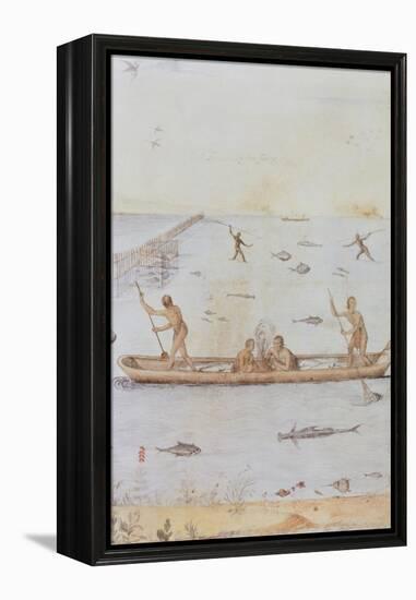 Indians Fishing-John White-Framed Premier Image Canvas