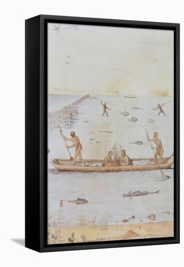 Indians Fishing-John White-Framed Premier Image Canvas