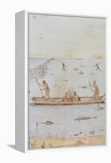 Indians Fishing-John White-Framed Premier Image Canvas