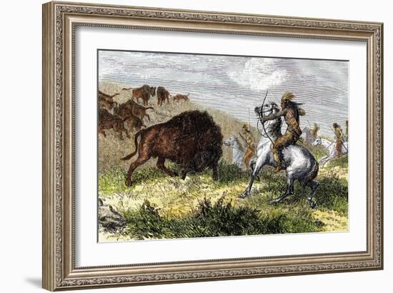 Indians Hunting Bison.-Tarker-Framed Giclee Print