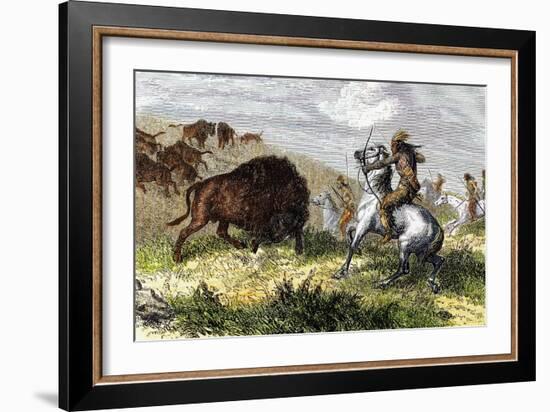 Indians Hunting Bison.-Tarker-Framed Giclee Print