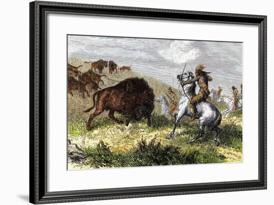 Indians Hunting Bison.-Tarker-Framed Giclee Print