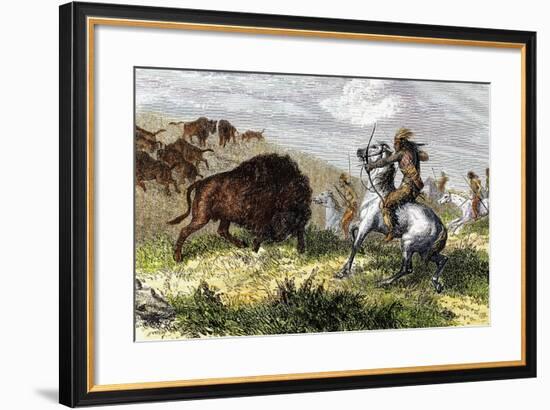 Indians Hunting Bison.-Tarker-Framed Giclee Print