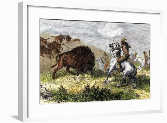 Indians Hunting Bison.-Tarker-Framed Giclee Print