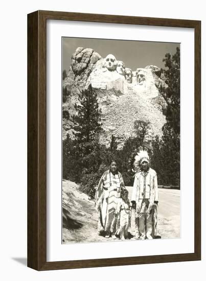 Indians in front of Mt. Rushmore, South Dakota-null-Framed Art Print