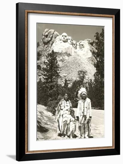 Indians in front of Mt. Rushmore, South Dakota-null-Framed Art Print