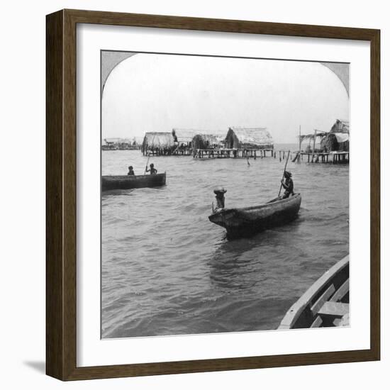 Indians in Log Canoes, Lake Maracaibo, Venezuela, C1900s-null-Framed Photographic Print