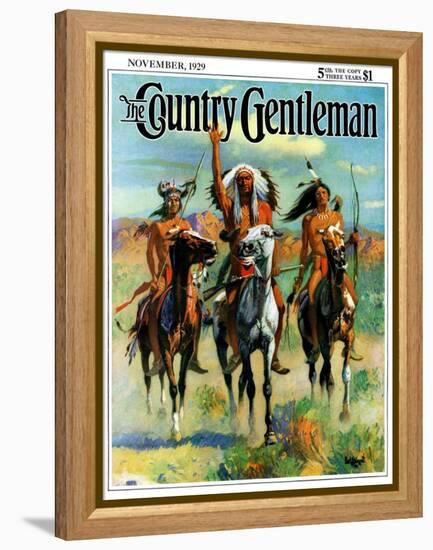 "Indians on Horseback," Country Gentleman Cover, November 1, 1929-Paul Strayer-Framed Premier Image Canvas