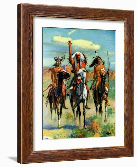 "Indians on Horseback,"November 1, 1929-Paul Strayer-Framed Giclee Print