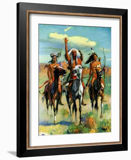 "Indians on Horseback,"November 1, 1929-Paul Strayer-Framed Giclee Print