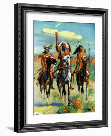 "Indians on Horseback,"November 1, 1929-Paul Strayer-Framed Giclee Print